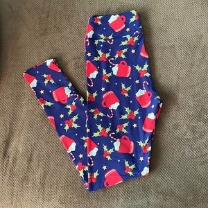 NWOT LLR OS holiday leggings - cocoa and holly